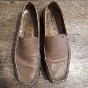 Ecco Loafer Men EUR 45 US 12 Brown Leather Vegetable Tan Slip On Driving Shoes